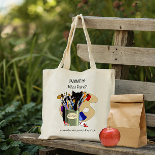Black Kitten Paint Brush Jar Artist Cat Pink Tote Bag