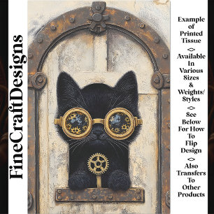 Black Kitten Peeking Through Hole AP2 Decoupage Tissue Paper