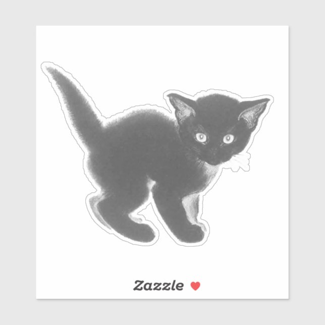 Black Kitten Sticker (Sheet)
