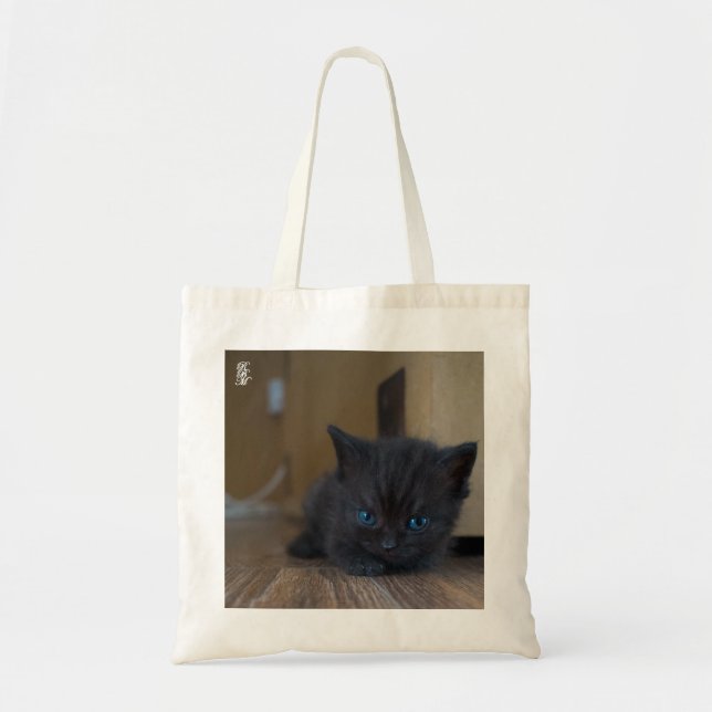 Black Kitten Tote Bag (Front)