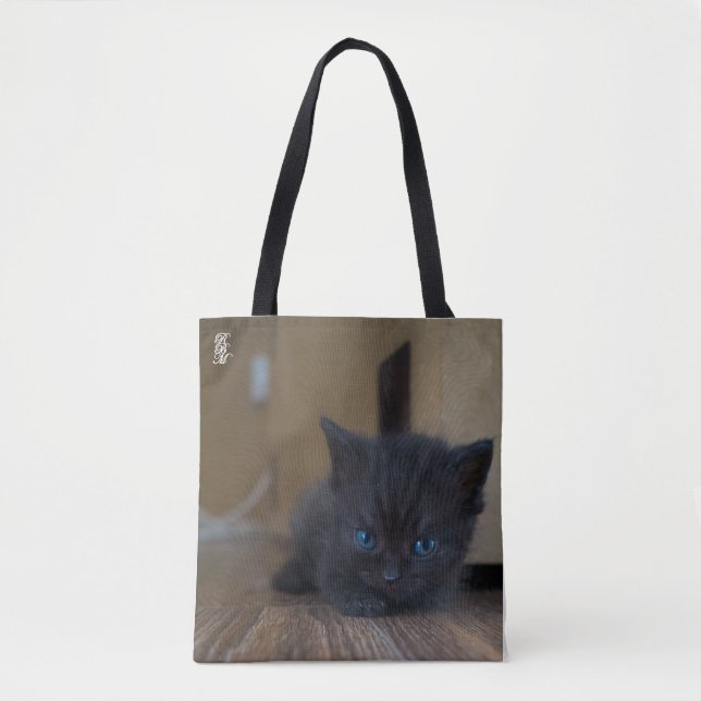 Black Kitten Tote Bag (Front)