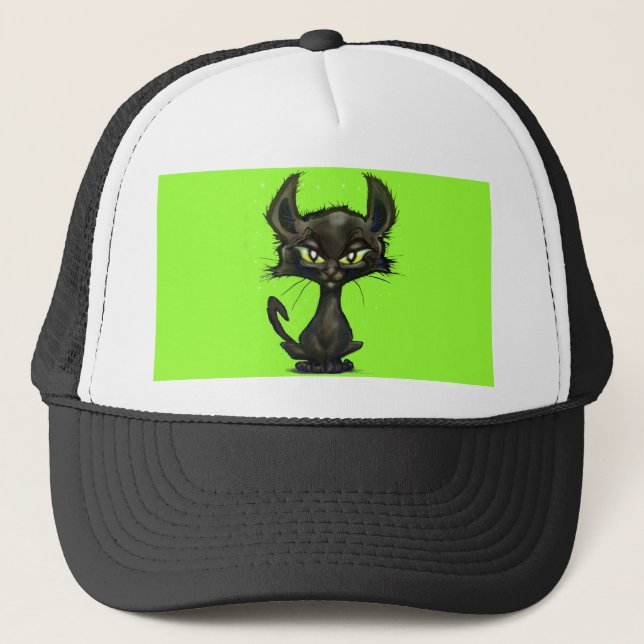 Black Kitten Trucker Hat (Front)