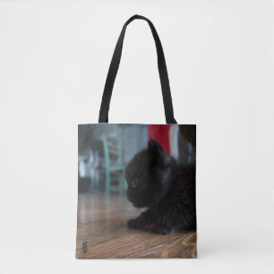 Black Kitten Up Close Tote Bag