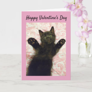 Black kitten Valentine's Day card