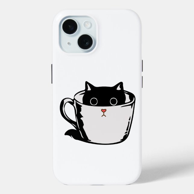 Black kitten with red nose hiding in a cup Case-Mate iPhone case (Back)