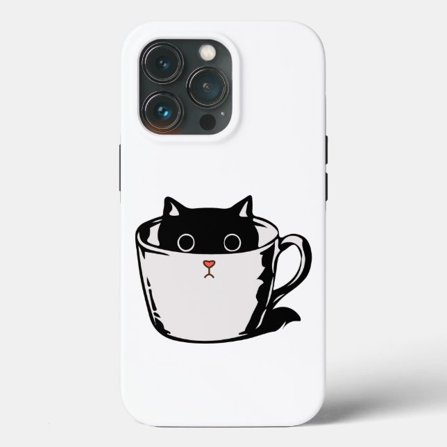 Black kitten with red nose hiding in a cup Case-Mate iPhone case (Back)