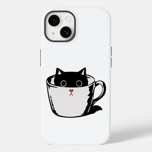 Black kitten with red nose hiding in a cup Case-Mate iPhone case (Back)