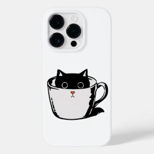 Black kitten with red nose hiding in a cup Case-Mate iPhone 14 pro case