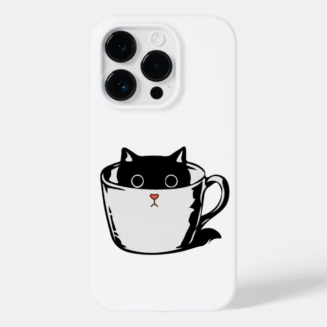 Black kitten with red nose hiding in a cup Case-Mate iPhone case (Back)