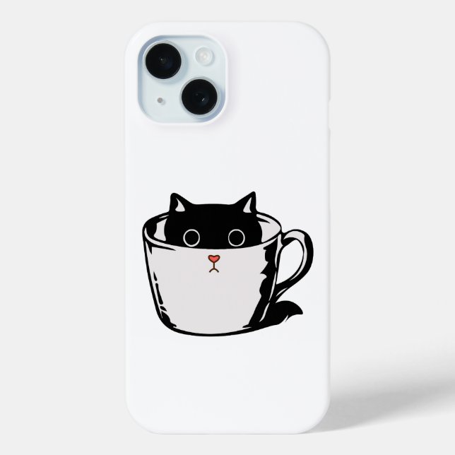 Black kitten with red nose hiding in a cup Case-Mate iPhone case (Back)
