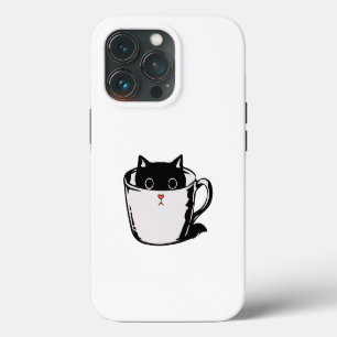 Black kitten with red nose hiding in a cup iPhone 13 pro case