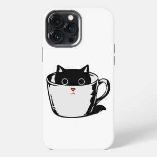 Black kitten with red nose hiding in a cup iPhone 13 pro max case