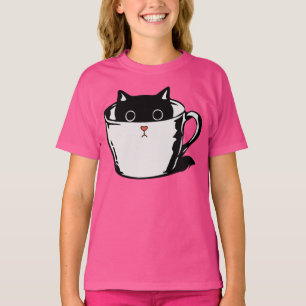 Black kitten with red nose hiding in a cup T-Shirt