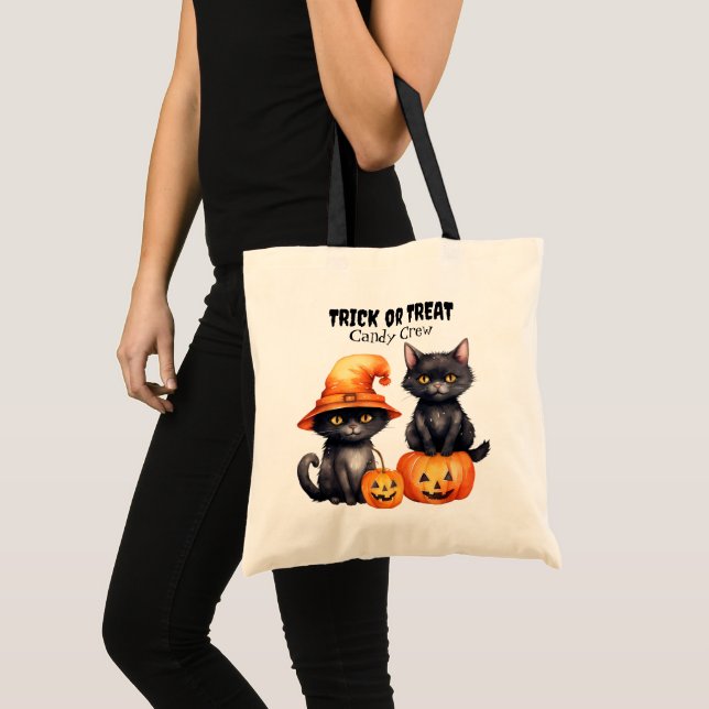 Black Kittens Candy Crew Kids Halloween Tote Bag (Front (Product))