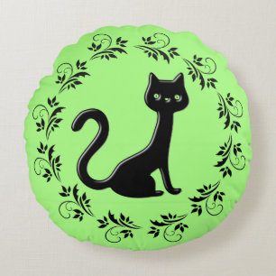 Black Kittens Cartoon 3 Round Cushion