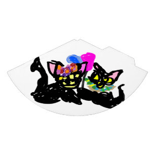 Black kittens  reveal autumn  party hat