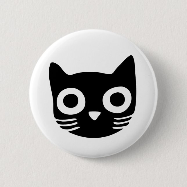 Black Kitty 6 Cm Round Badge (Front)