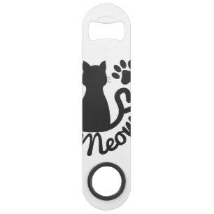 Black Kitty Cat and "Meow" Paw Print
