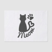 Black Kitty Cat and "Meow" Paw Print