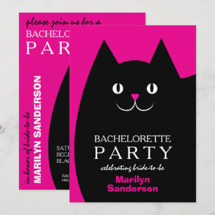 Black Kitty Cat Bachelorette Invitation