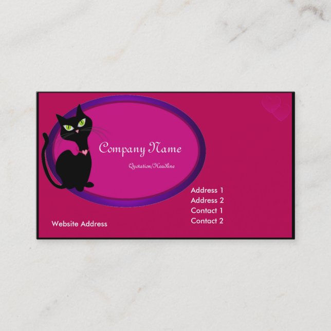 Black Kitty Cat Business Card (Front)