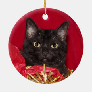Black kitty cat Christmas Ceramic Tree Decoration
