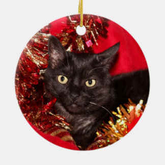 Black kitty cat Christmas Ceramic Tree Decoration