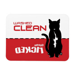 Black Kitty Cat Dishwasher Magnet - Licked Clean