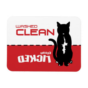 Black Kitty Cat Dishwasher Magnet - Licked Clean