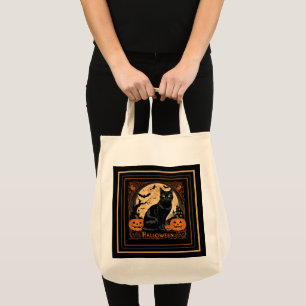 Black Kitty Cat Halloween Tote Bag