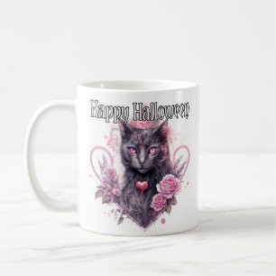 Black Kitty Cat   Happy Halloween Coffee Mug