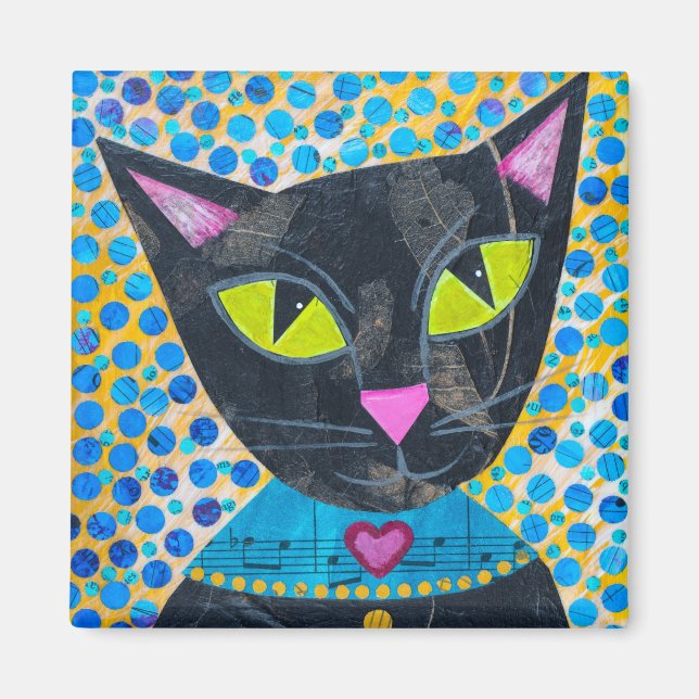 Black Kitty Cat Magnet (Front)