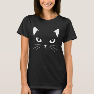 Black kitty cat meow cute kitten Black & white T-Shirt