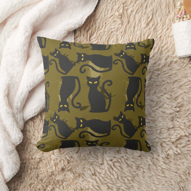 Black Kitty Cat Metallizer Factory Deco  Cushion (Blanket)