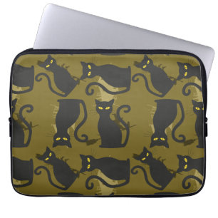 Black Kitty Cat Metallizer Factory Deco Laptop Sleeve