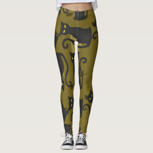 Black Kitty Cat Metallizer Factory Deco Leggings