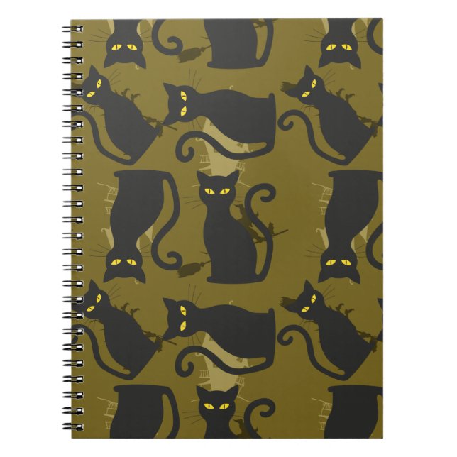 Black Kitty Cat Metallizer Factory Deco  Notebook (Front)