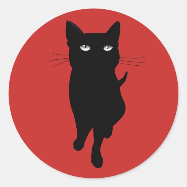 Black kitty gothic cat classic round sticker (Front)