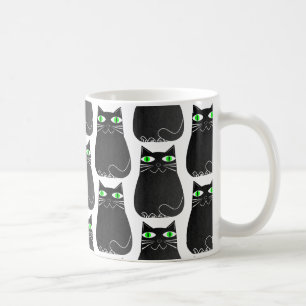 Black Kitty Green Eyes Custom Coffee Mug