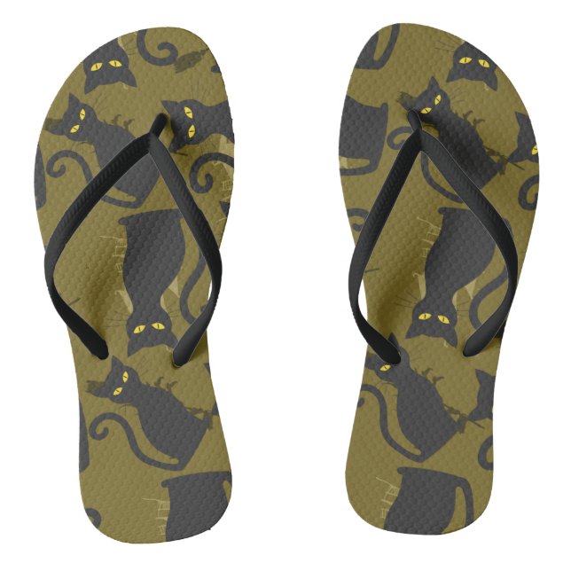 Black Kitty Metallizer Factory  Flip Flops (Footbed)