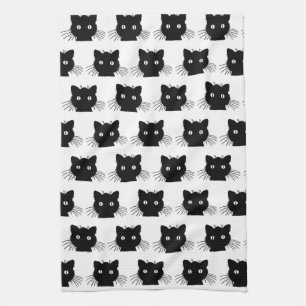 Black Kitty Tea Towel