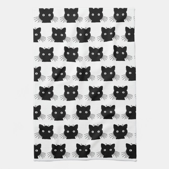 Black Kitty Tea Towel (Vertical)
