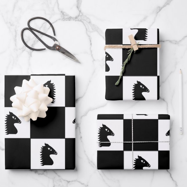 Black Knight Chess Game  Wrapping Paper Sheet (Front)