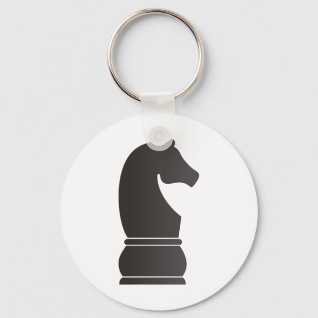 Black knight chess piece key ring (Front)
