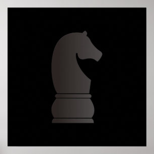 Black knight chess piece poster