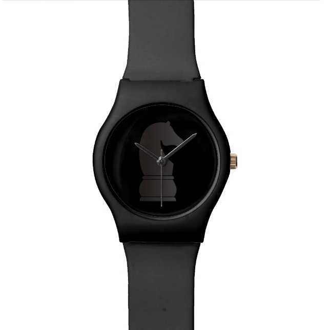 Black knight chess piece watch (Close Up)