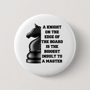 Black Knight Chess Strategy Power Wisdom Master 6 Cm Round Badge