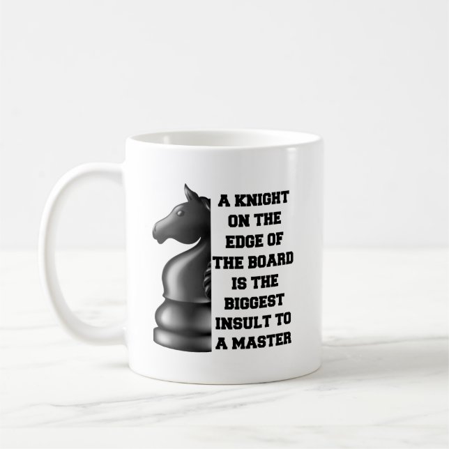 Black Knight Chess Strategy Power Wisdom Master Coffee Mug (Left)