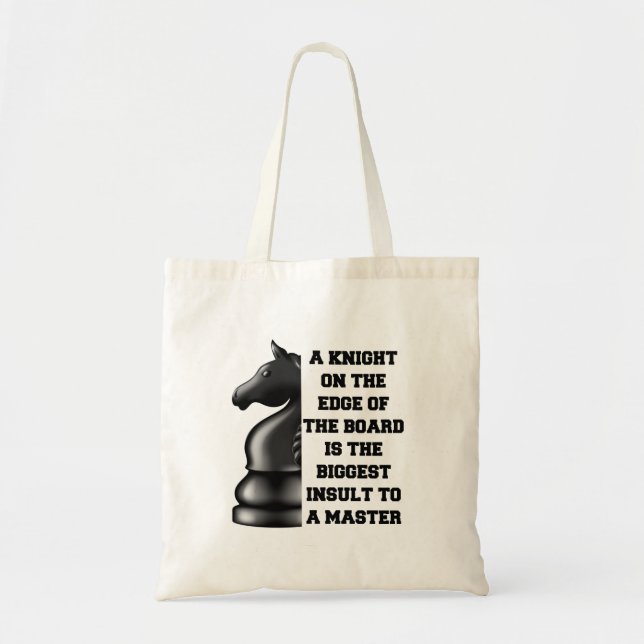 Black Knight Chess Strategy Power Wisdom Master Tote Bag (Front)