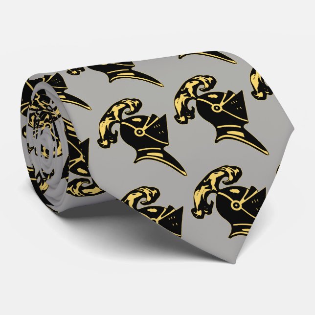 BLACK KNIGHT HELMET--ON GRAY TIE (Rolled)
